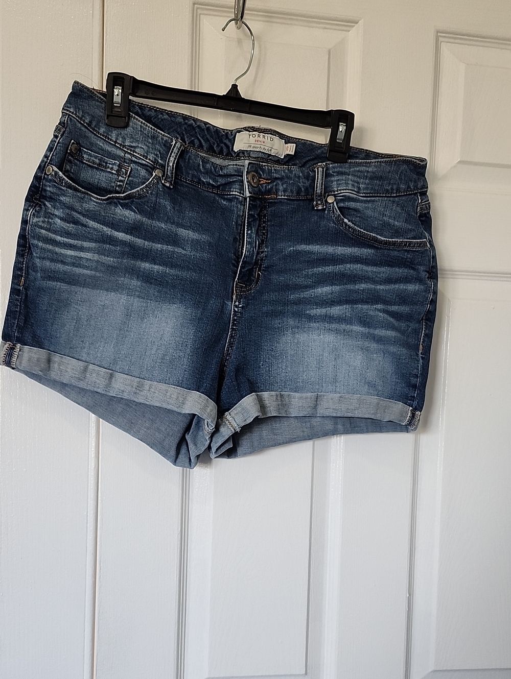 Torrid Dark Blue Roll Cuff Denim Shorts